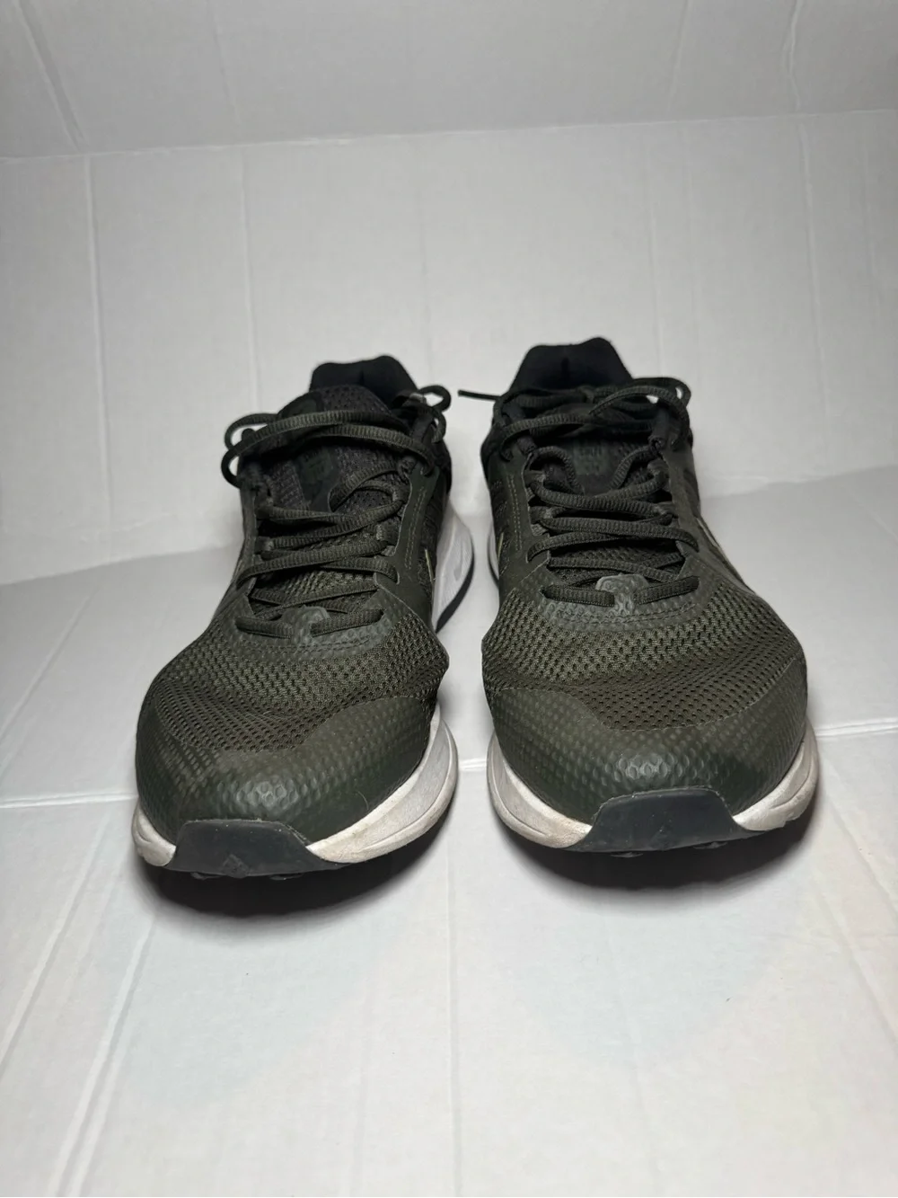 Nike Men’s Black Athletic Shoes with Olive Swoosh